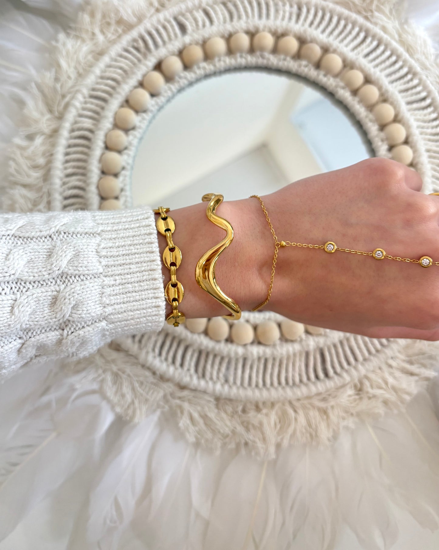 Wellen Armreif - Gold