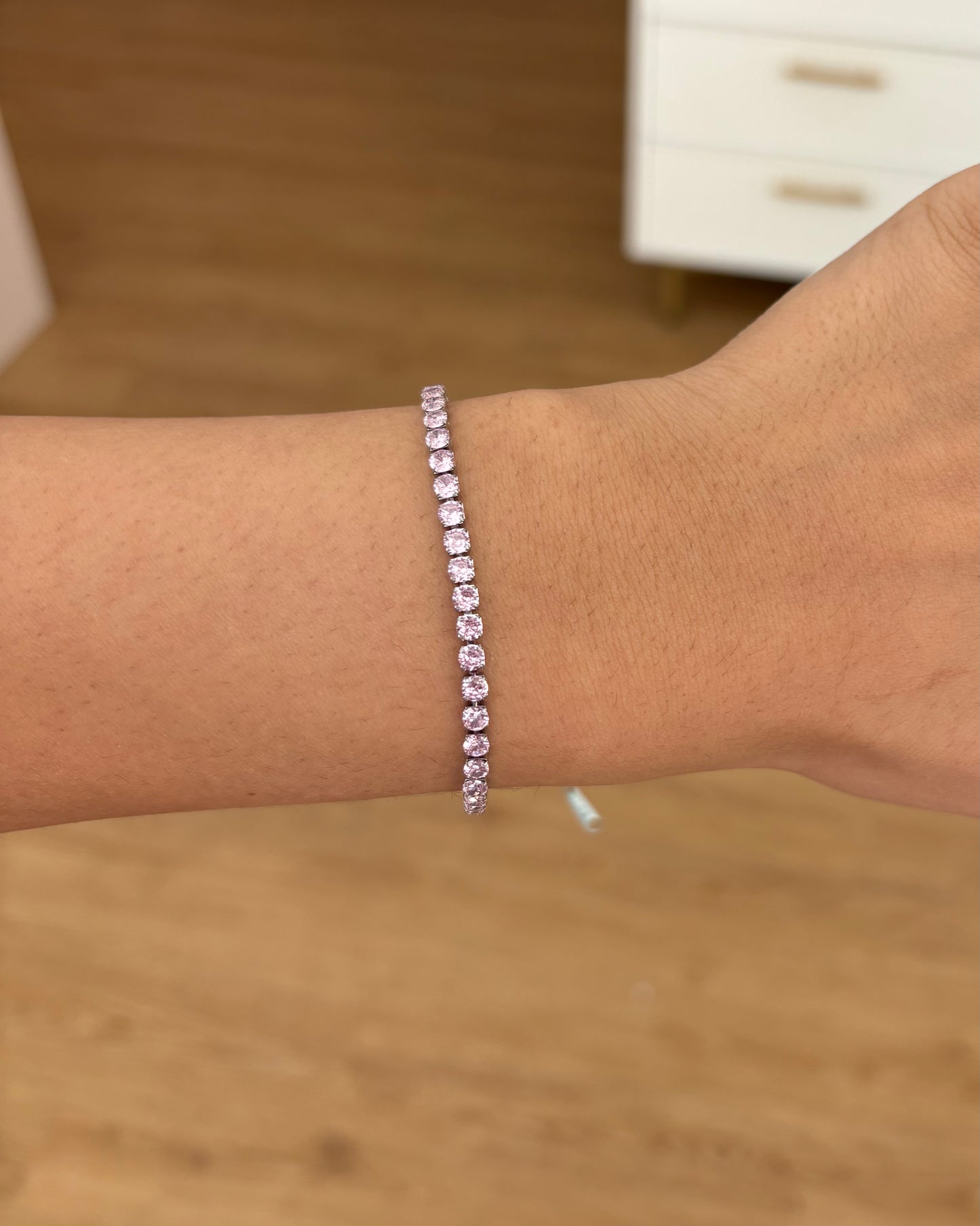 Glitzer Armband Silber mit rosa Steinen