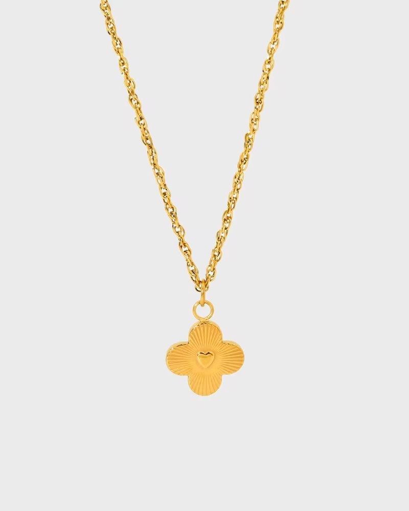 Kleeblatt mit Herz Kette