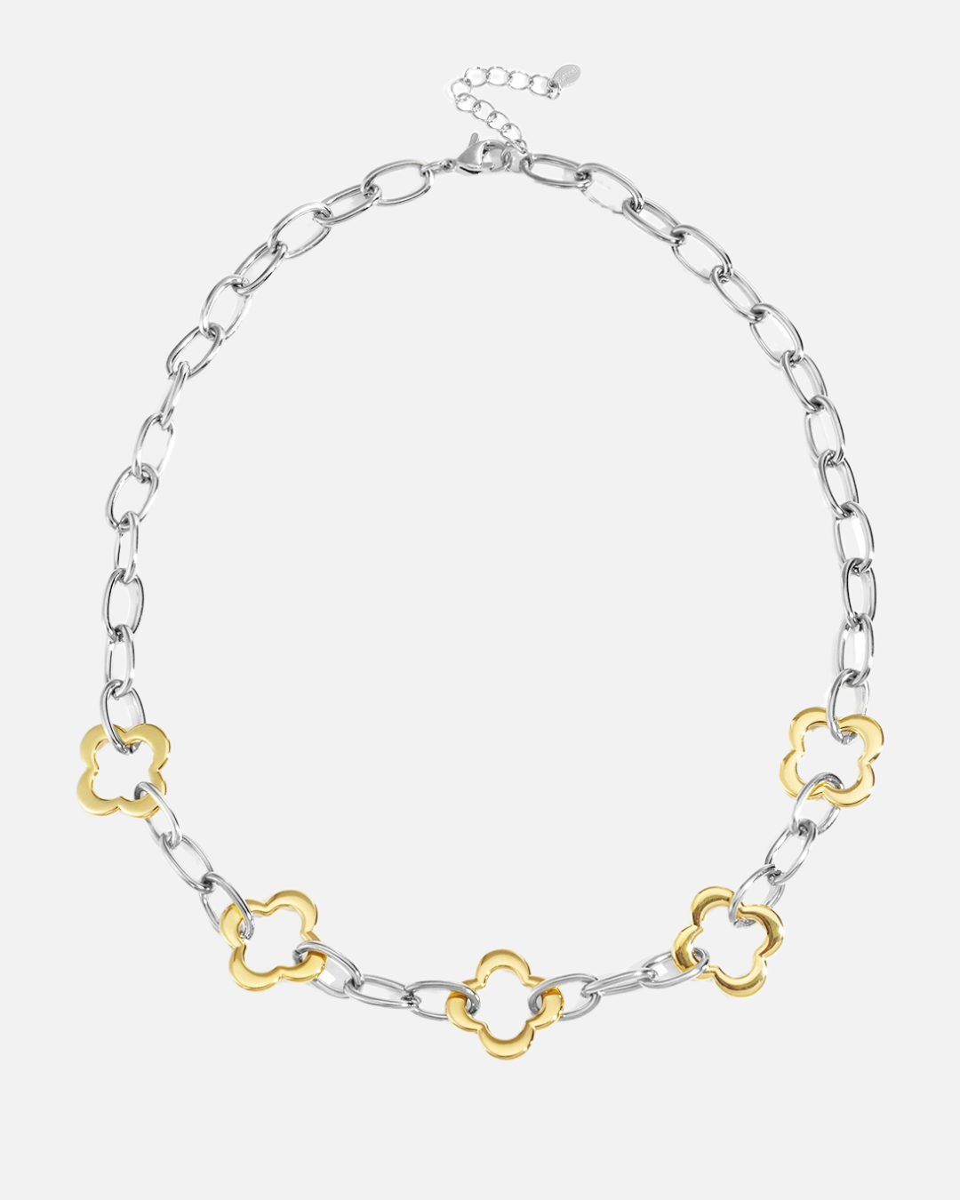 Massiv Klee Kette - Gold & Silber