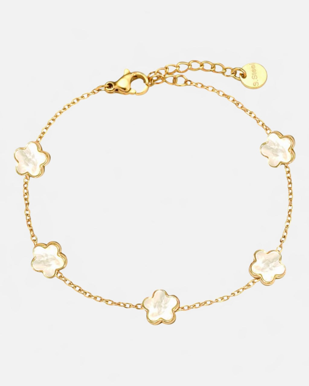 Kleine Blüten Armband Gold & Weiß