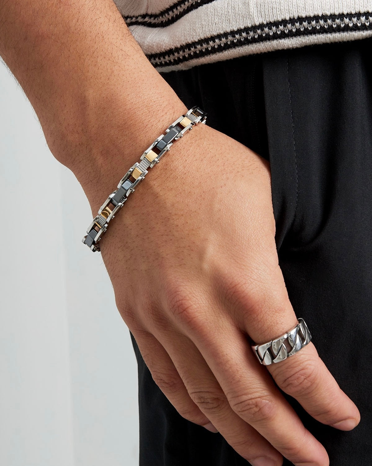 Panzer Herren Armband Edelstahl - Silber