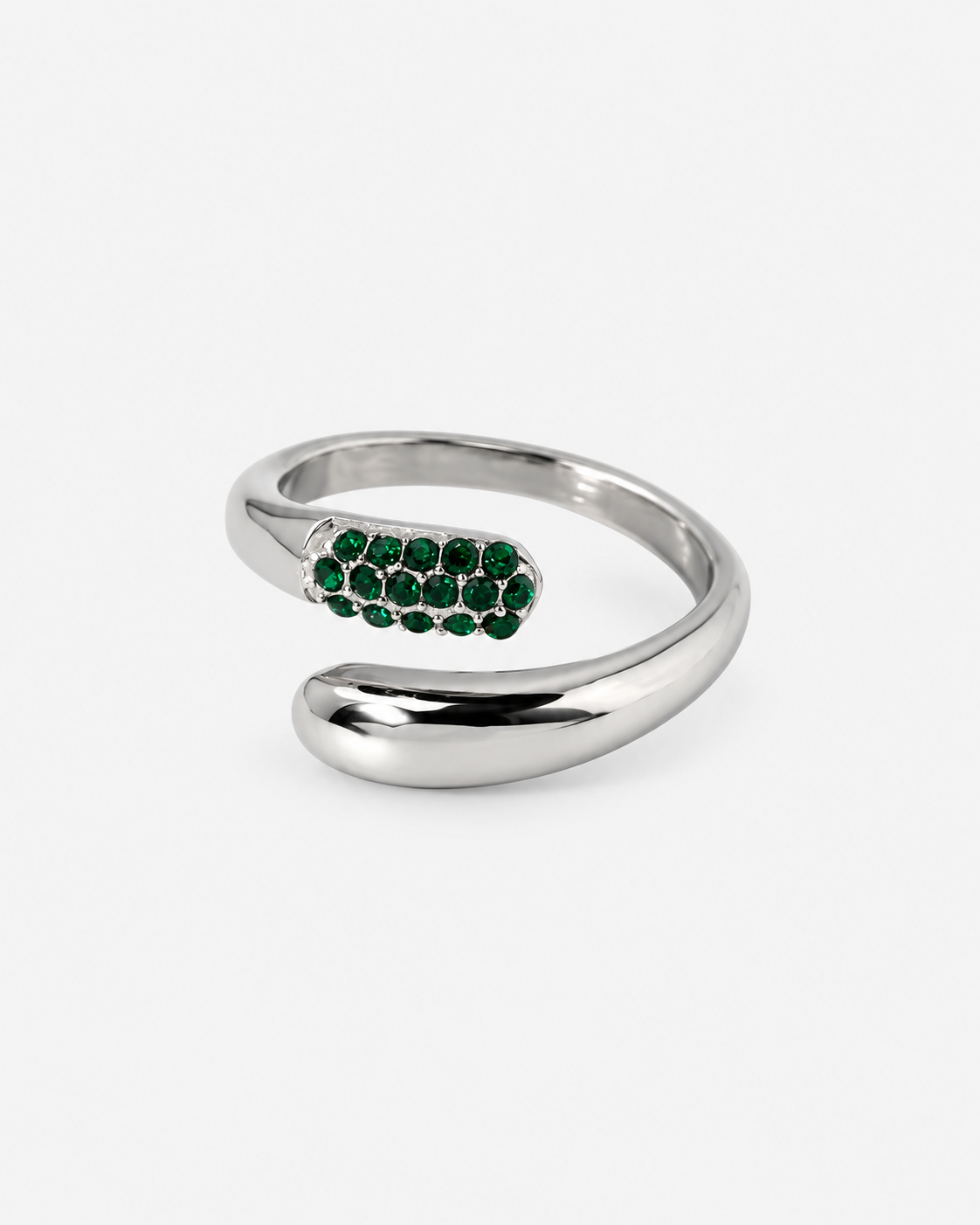Pavé Crystal Ring Silber grün