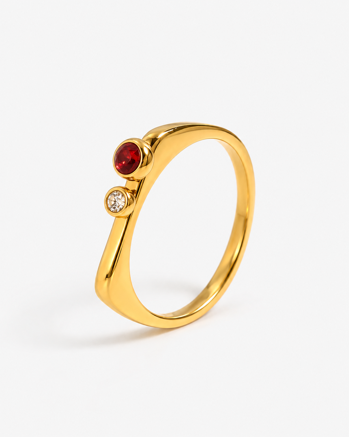Ring Gold mit rotem und weißem Stein