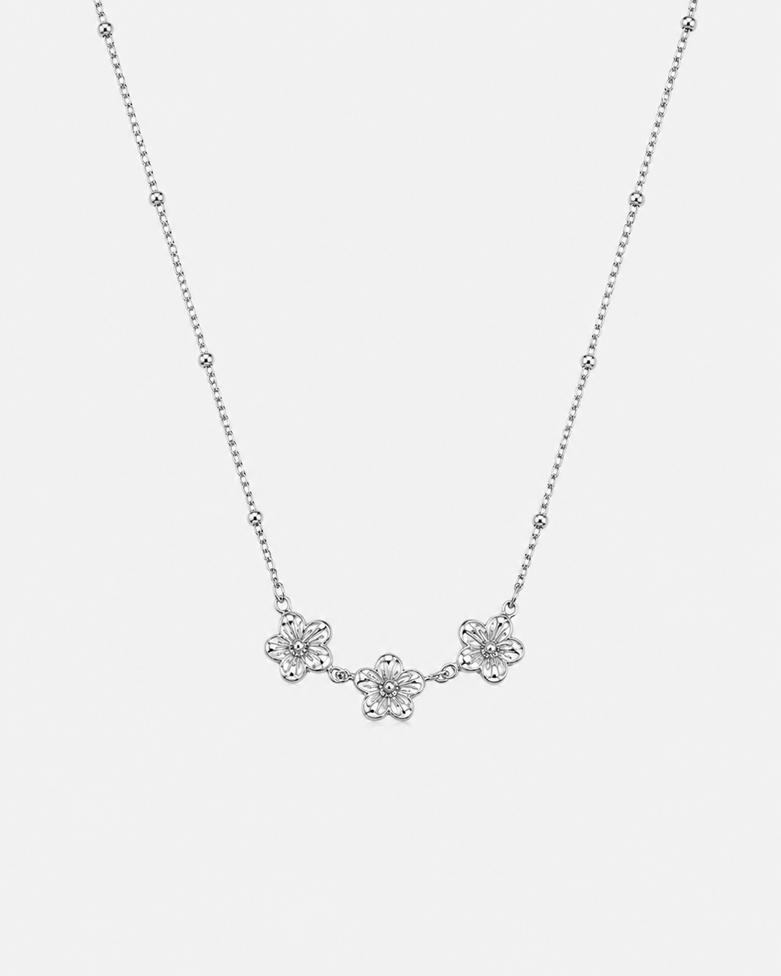 Mini Blumen Kette Silber