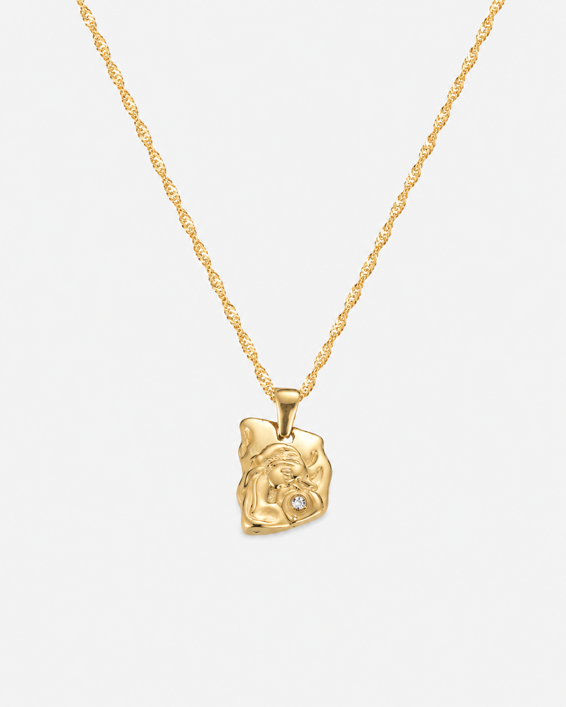 Goldene Umarmung Halskette – Edelstahl 18K Vergoldet mit Zirkonia