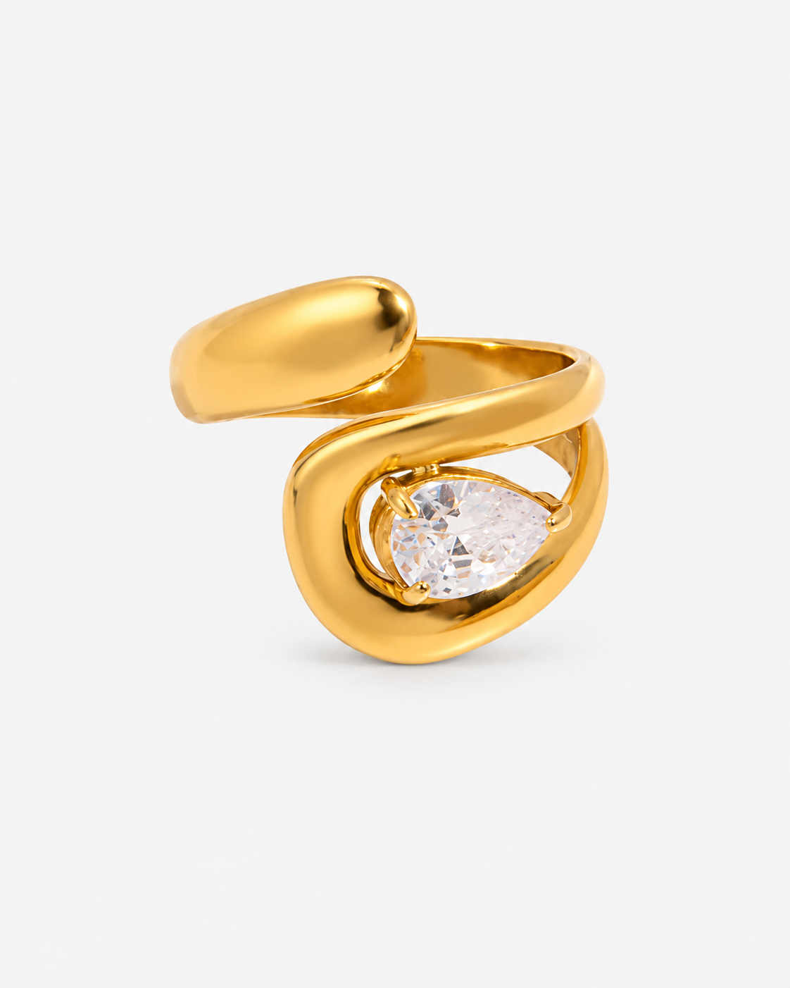 Twist Crystal Ring Gold