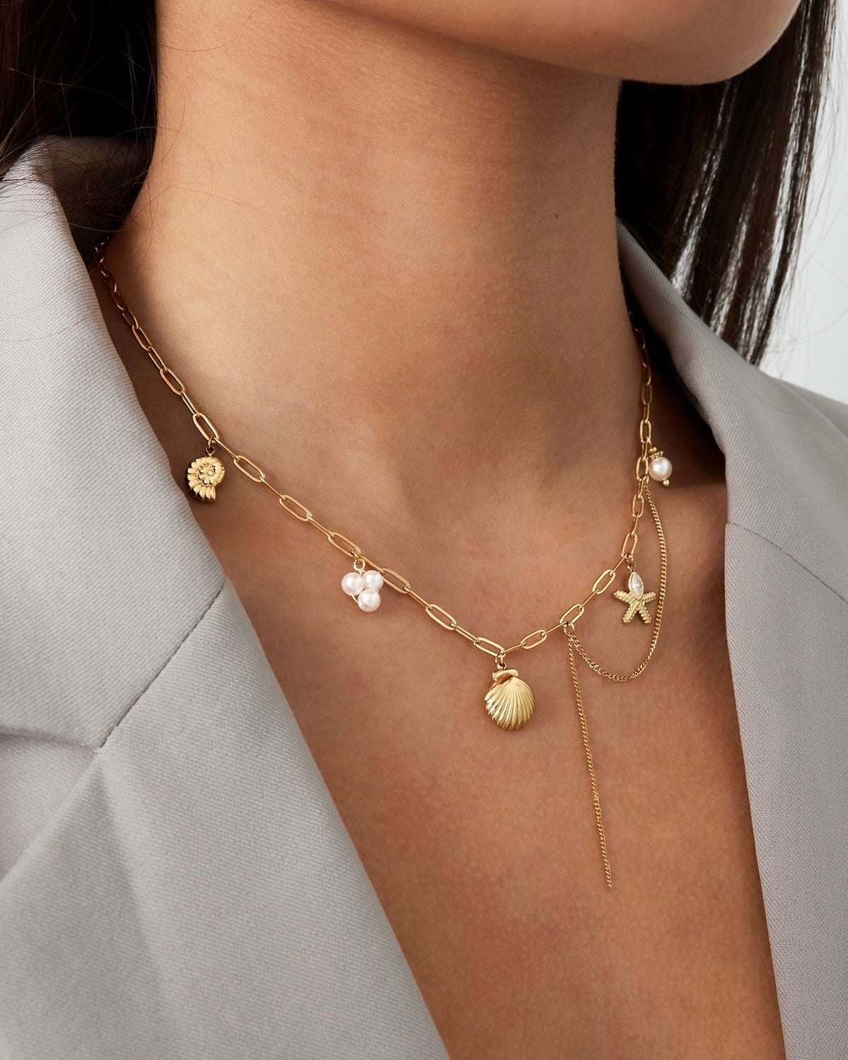 Charm Muschel Kette - Gold