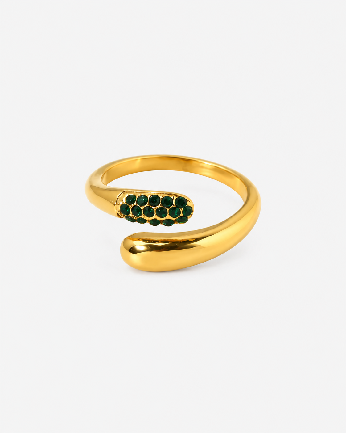 Pavé Crystal Ring Gold Grün