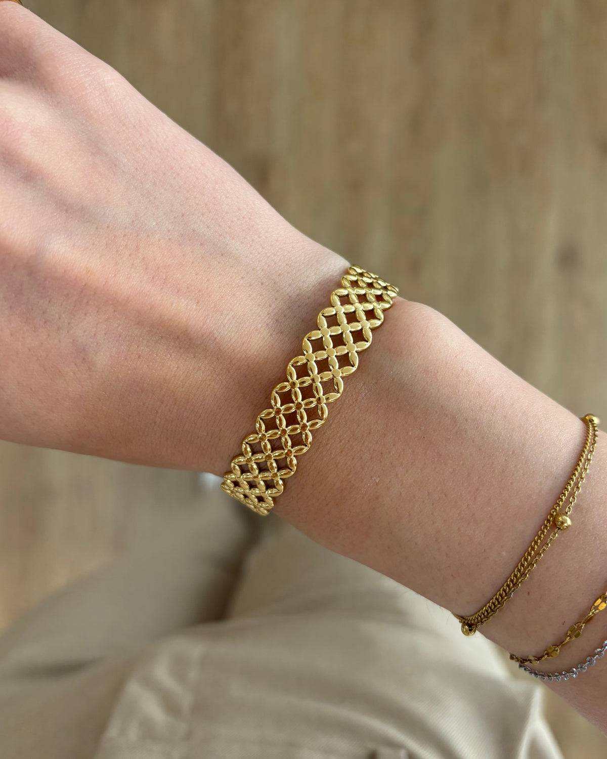 Armreif Gold mini Klee Blüten