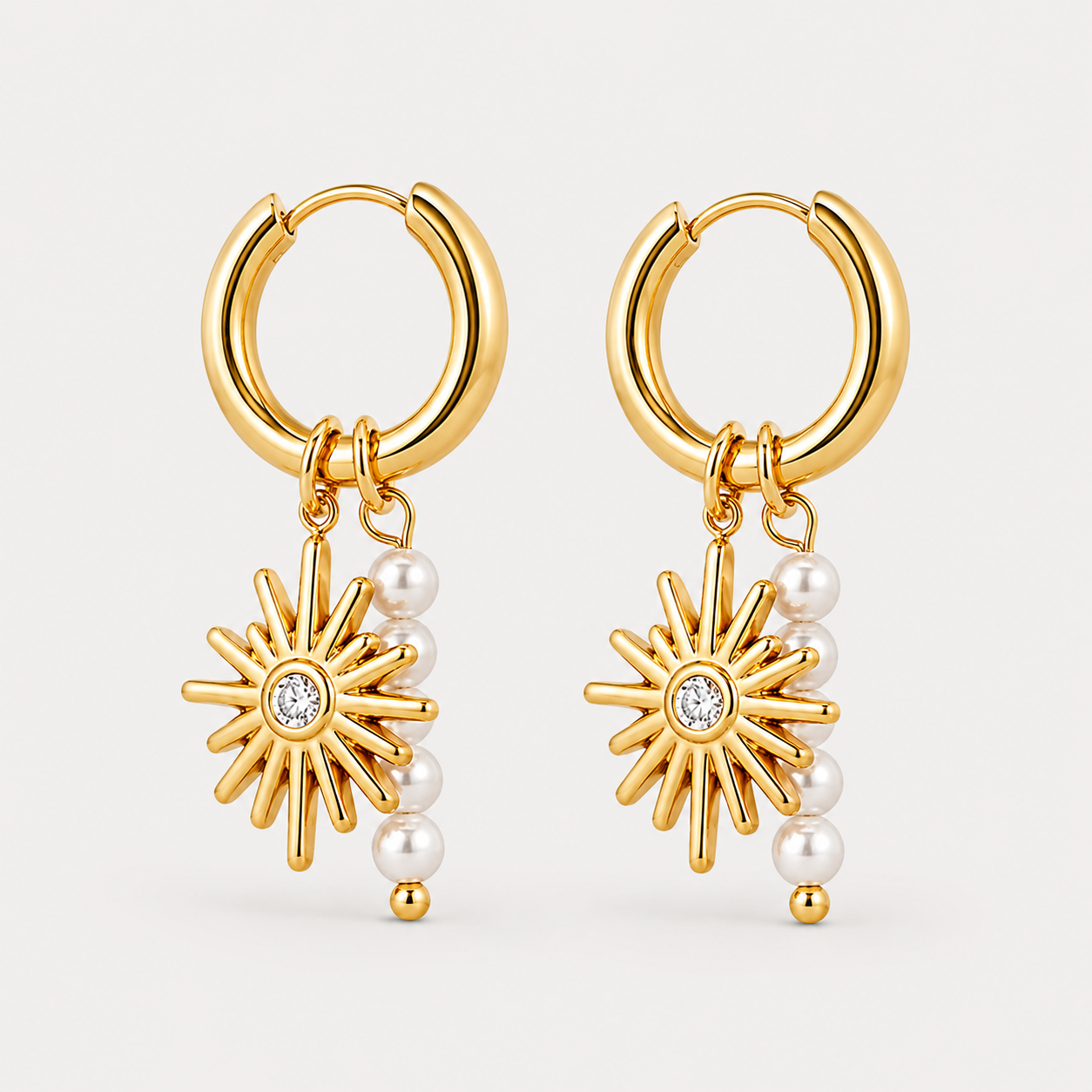 Sun Pearl Creolen Gold