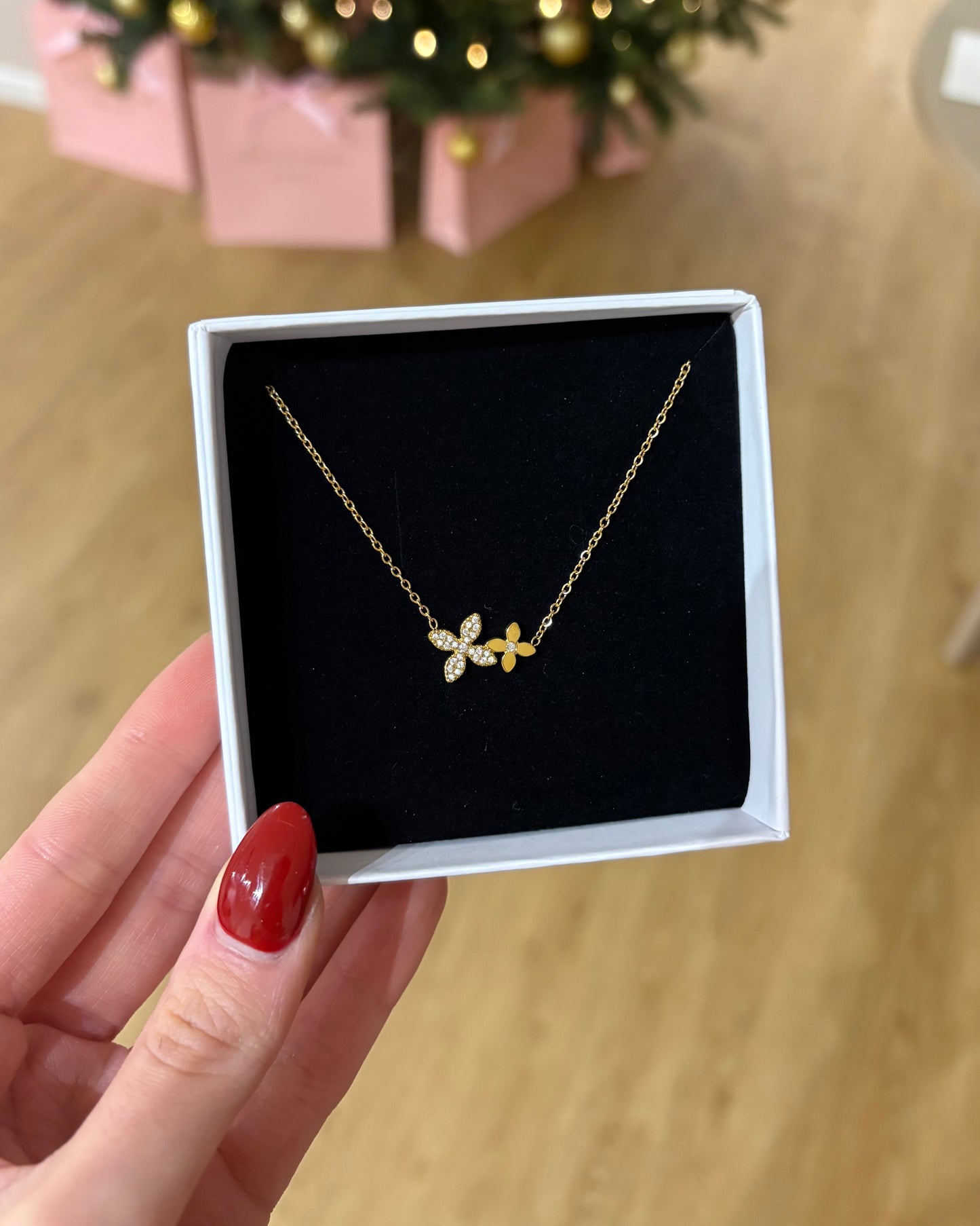 Lucky Klee Kette mit Steinen Gold