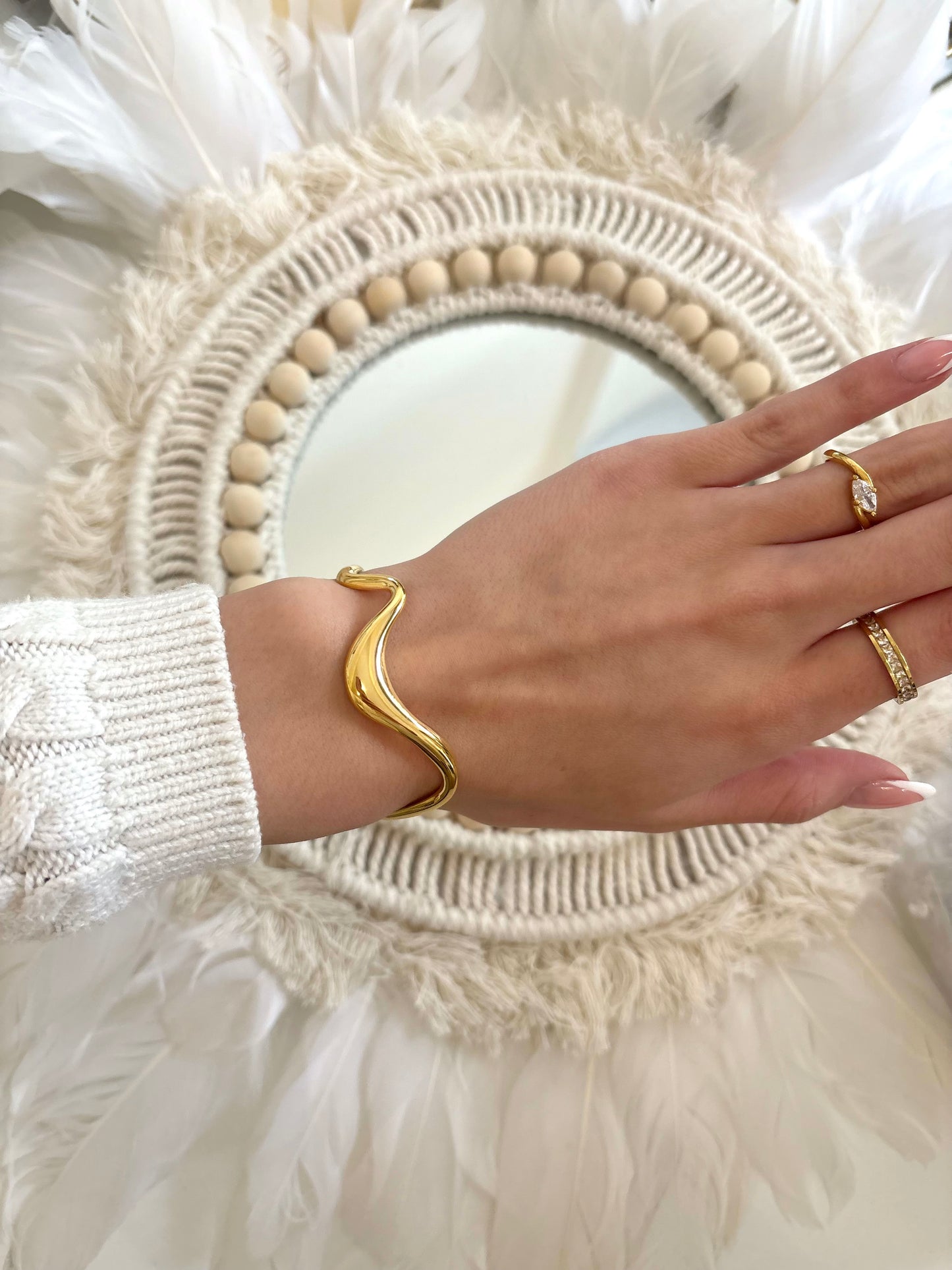 Wellen Armreif - Gold