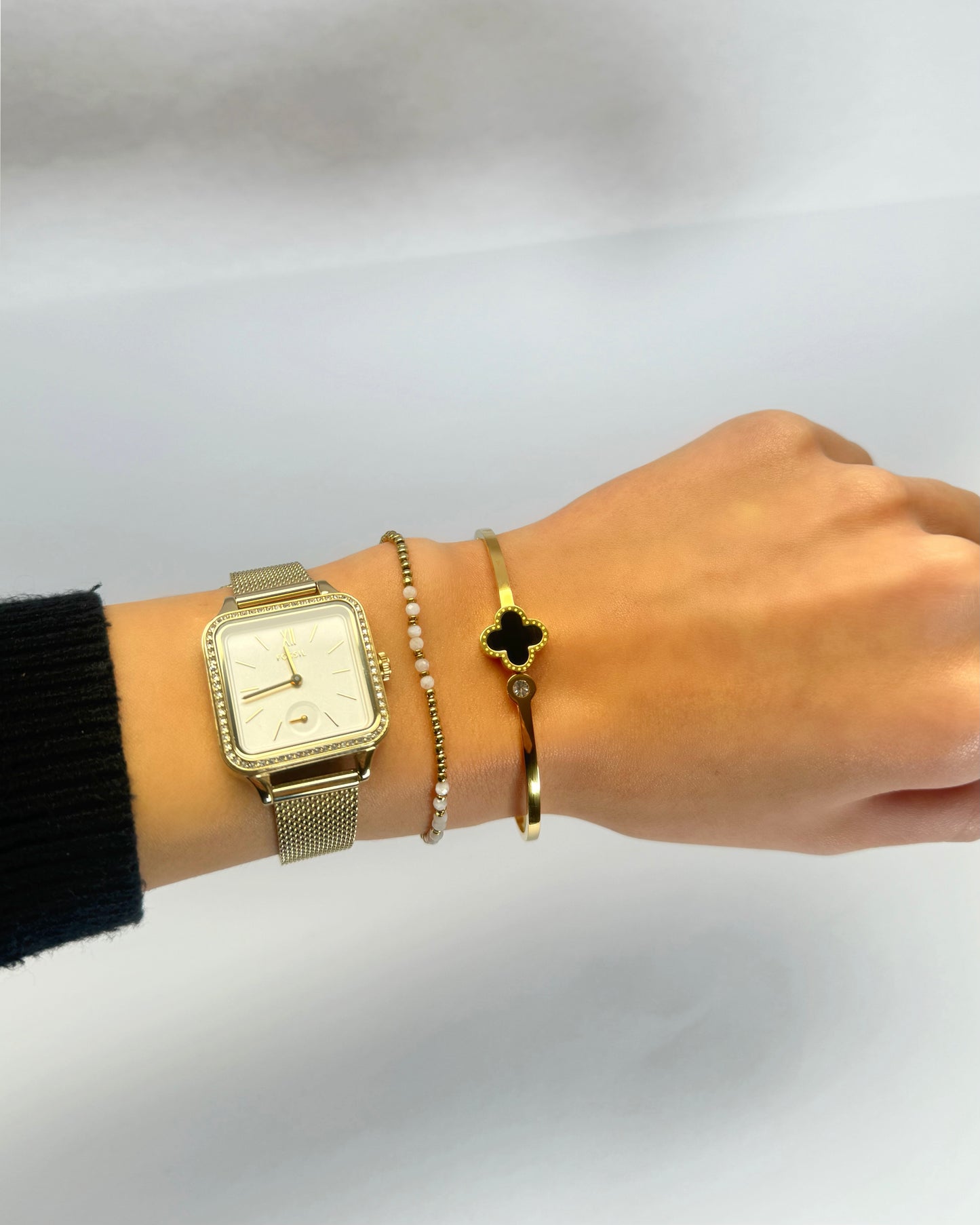 Armreif Kleeblatt schwarz