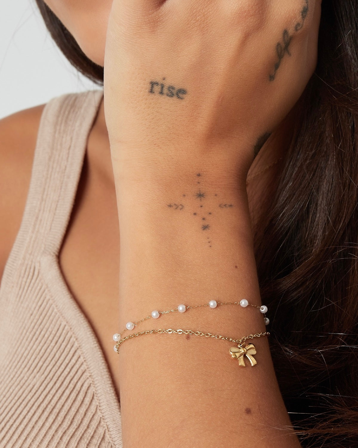 Schleifen Armband mit Perlen