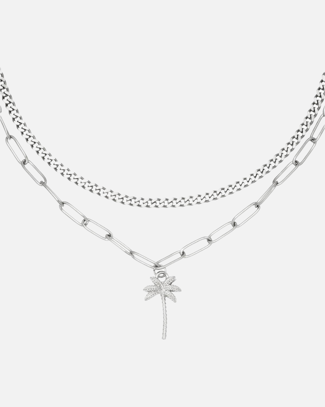 Doppel Kette Palme - Silber