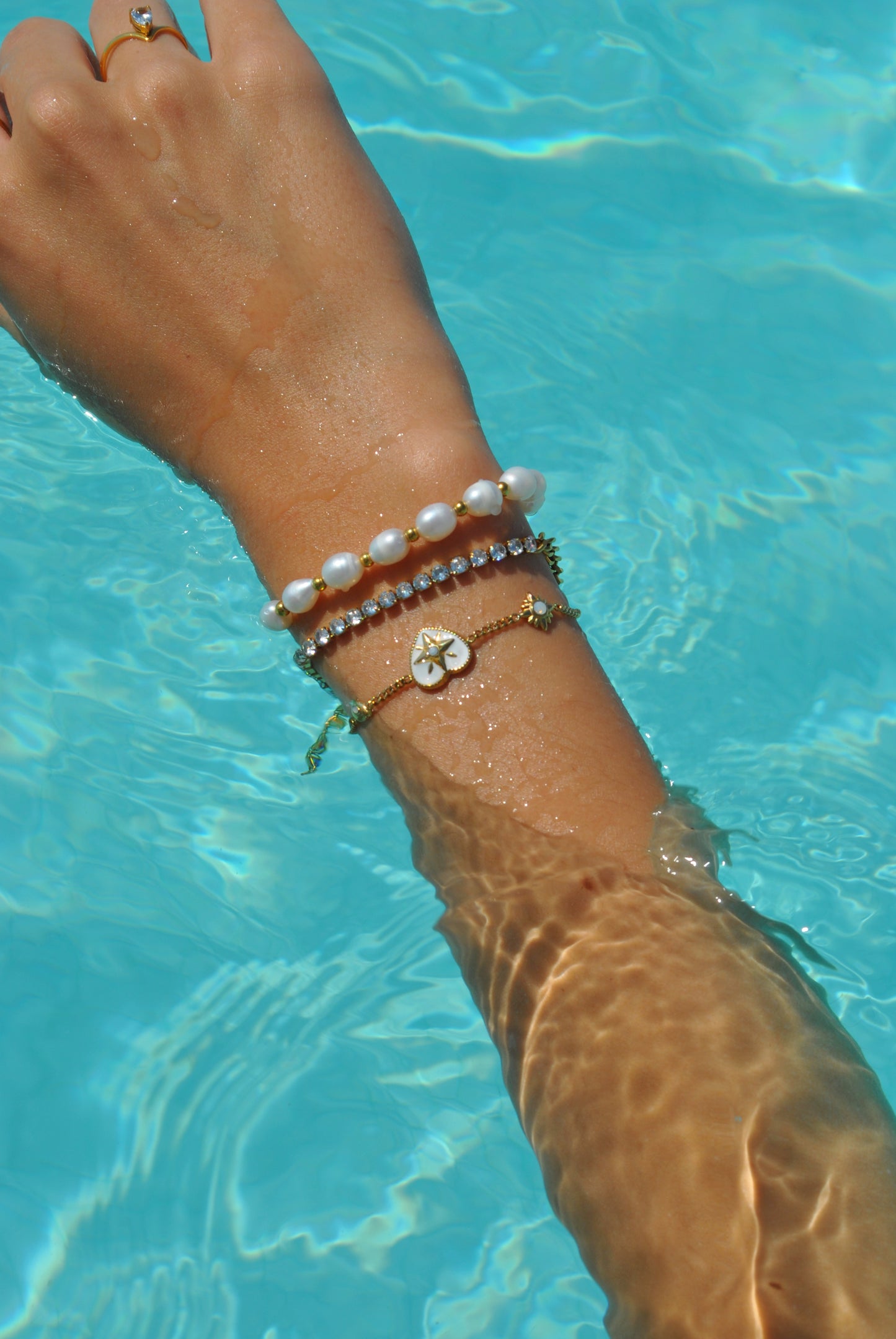 Herz Armband Weiß/Gold