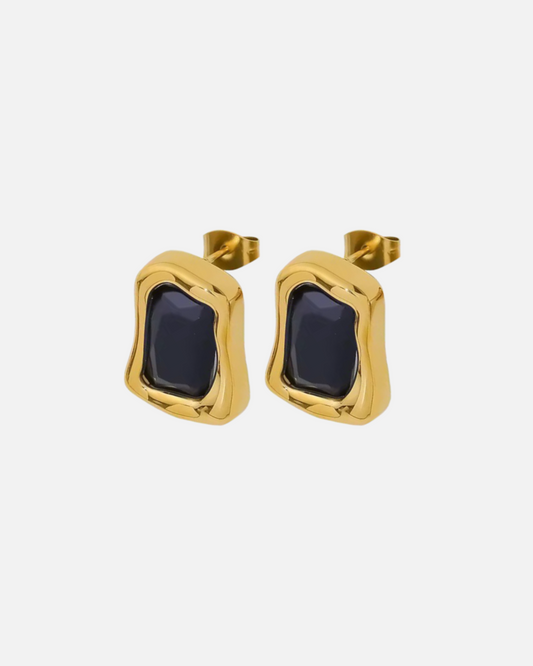 Statement Ohrringe schwarz mit Gold