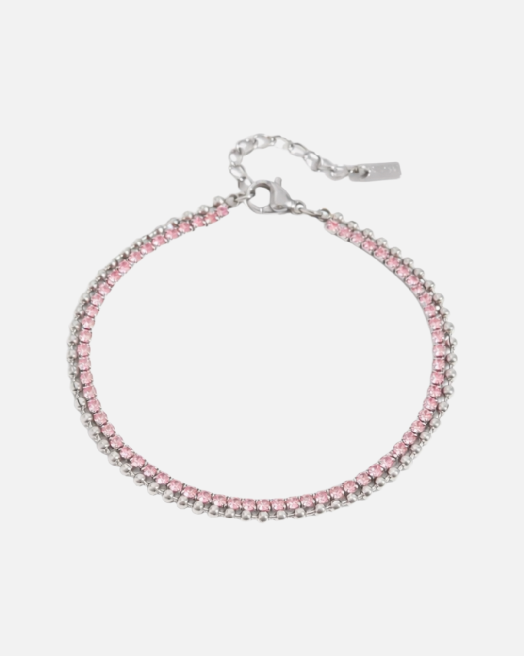 Tennis Armband Silber zweifach - rosa