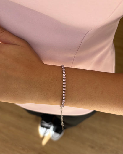 Glitzer Armband Silber mit rosa Steinen