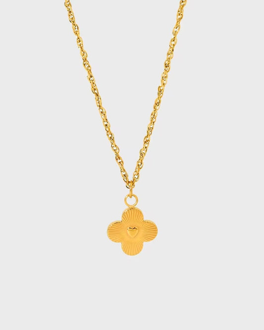 Kleeblatt mit Herz Kette