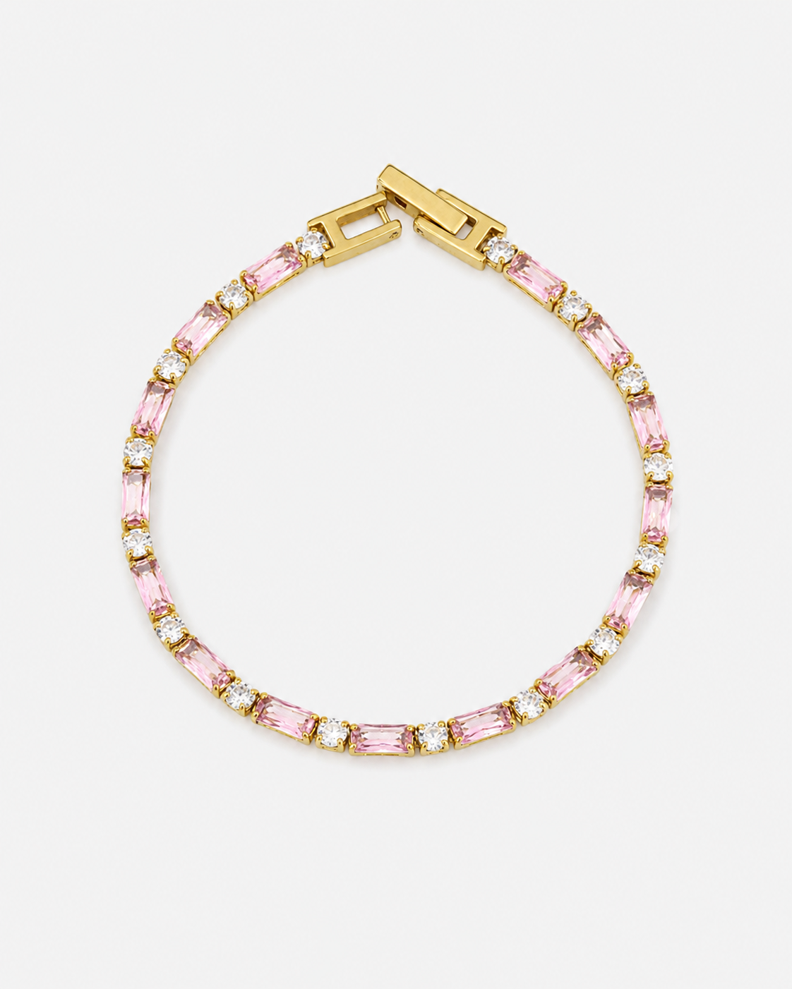 Pink Baguette Tennis Bracelet