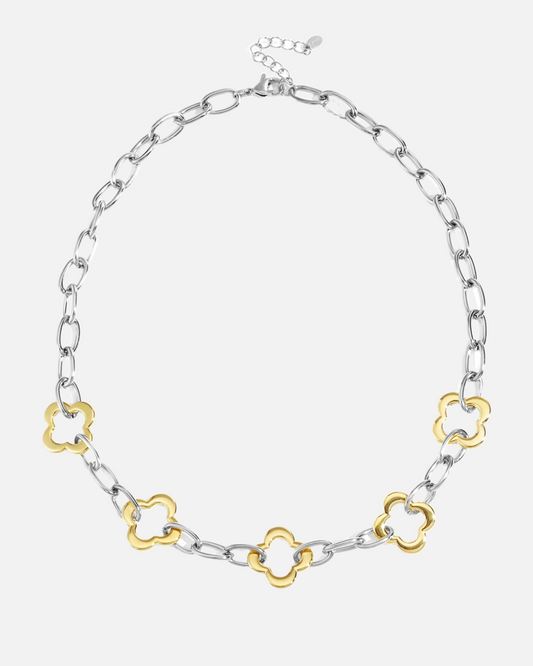 Massiv Klee Kette - Gold & Silber