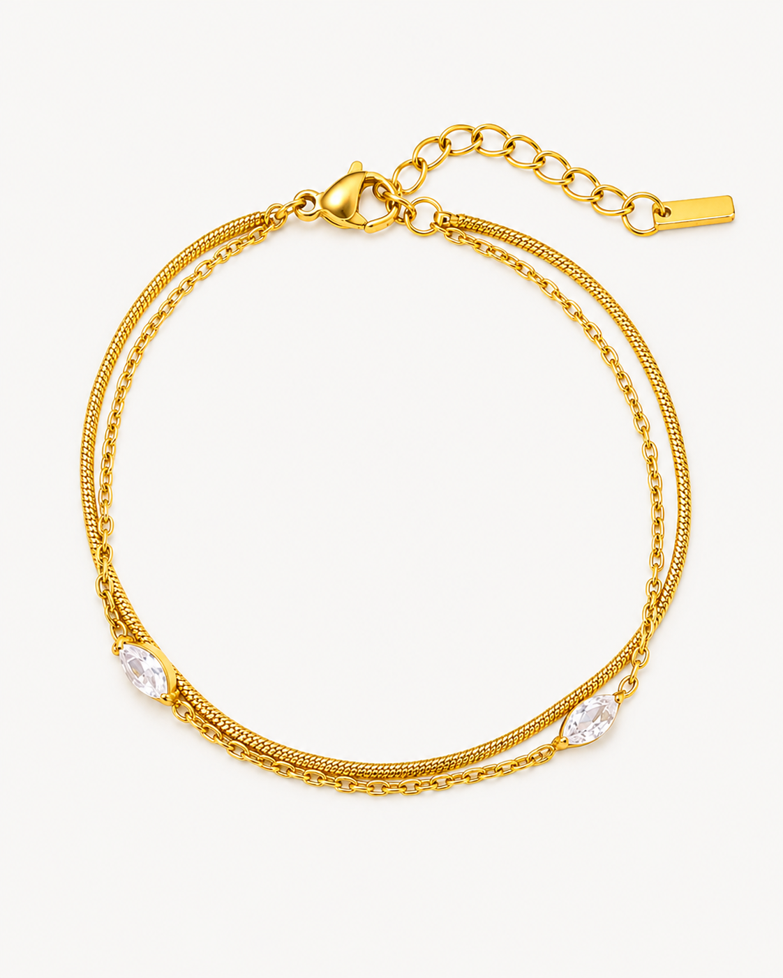 Crystal Layer Armband Gold