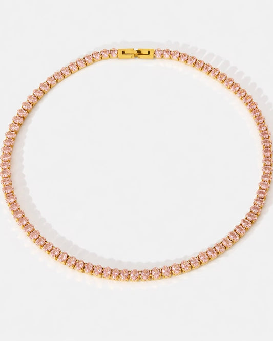 Tennis Kette mit rosa Steine