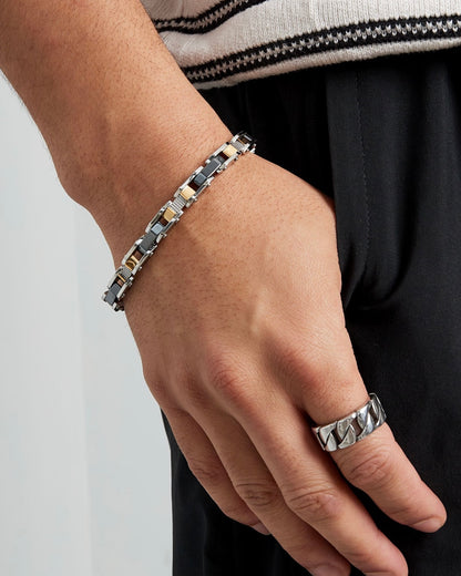 Panzer Herren Armband Edelstahl - Silber