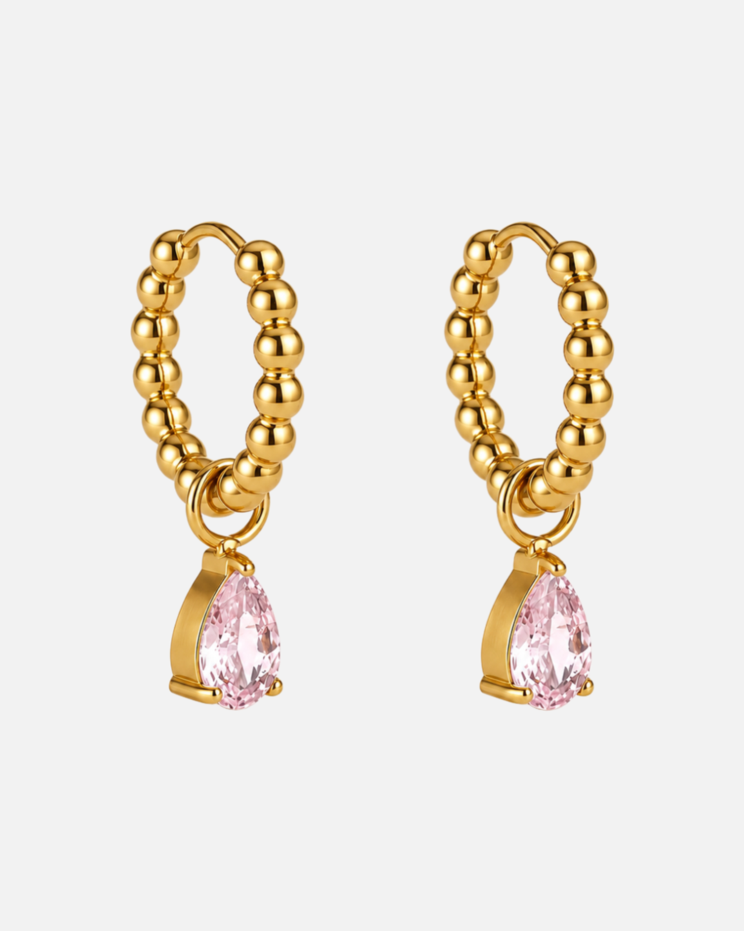 Élina Crystal Drop Hoops rosa