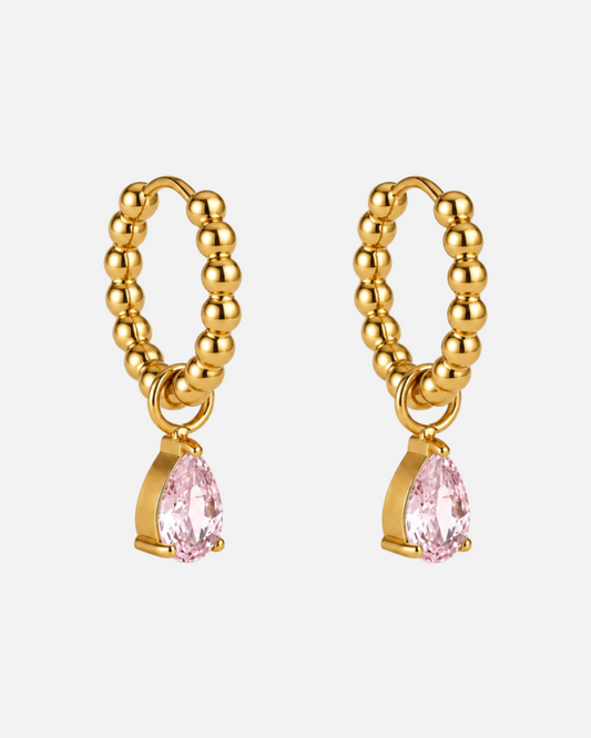 Élina Crystal Drop Hoops rosa