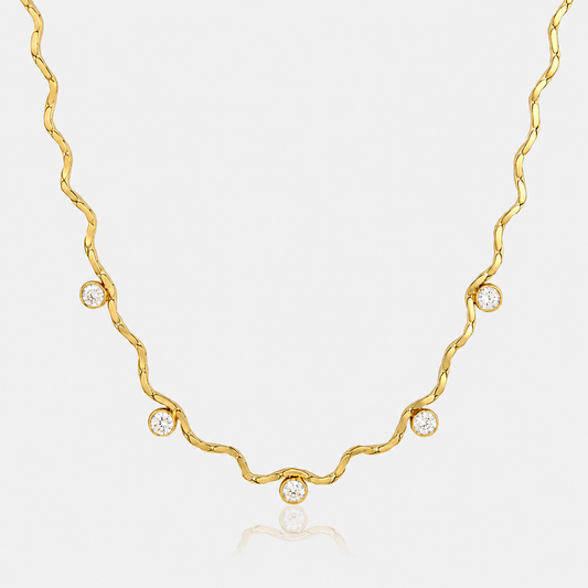 Wave Sparkle Halskette Gold