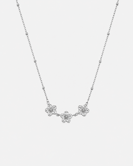 Mini Blumen Kette Silber