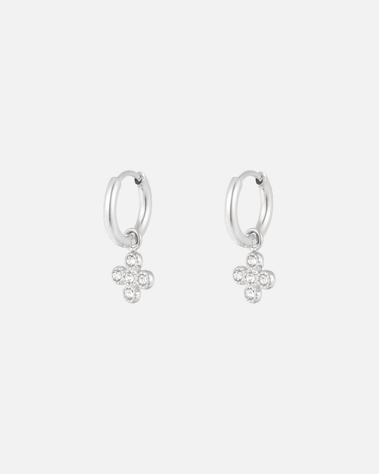 Silber Ohrringe Klee mit Steinen
