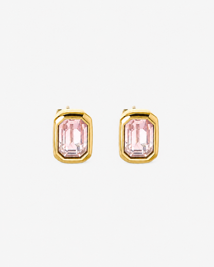 Elegante Stecker Ohrringe mit rosa Stein