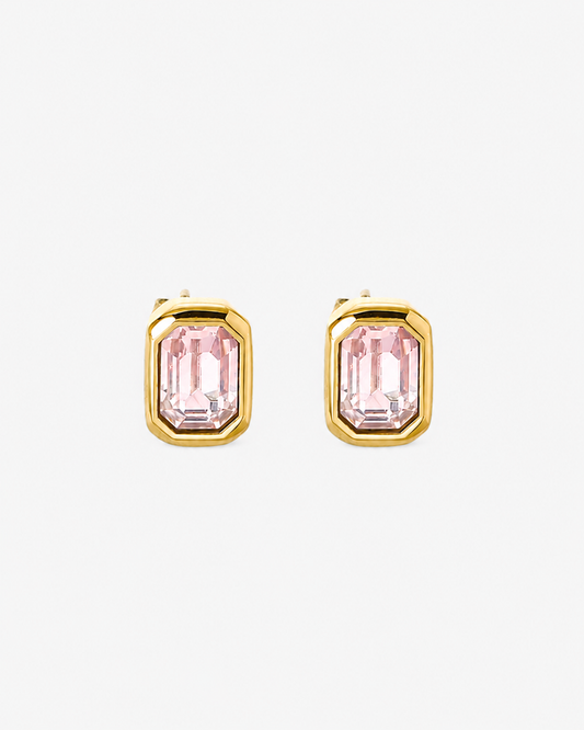 Elegante Stecker Ohrringe mit rosa Stein