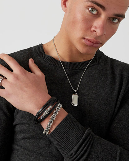 Massives Armband für Herren in Silber schwarz
