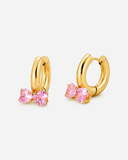 Sparkling Bow Creolen Gold rosa