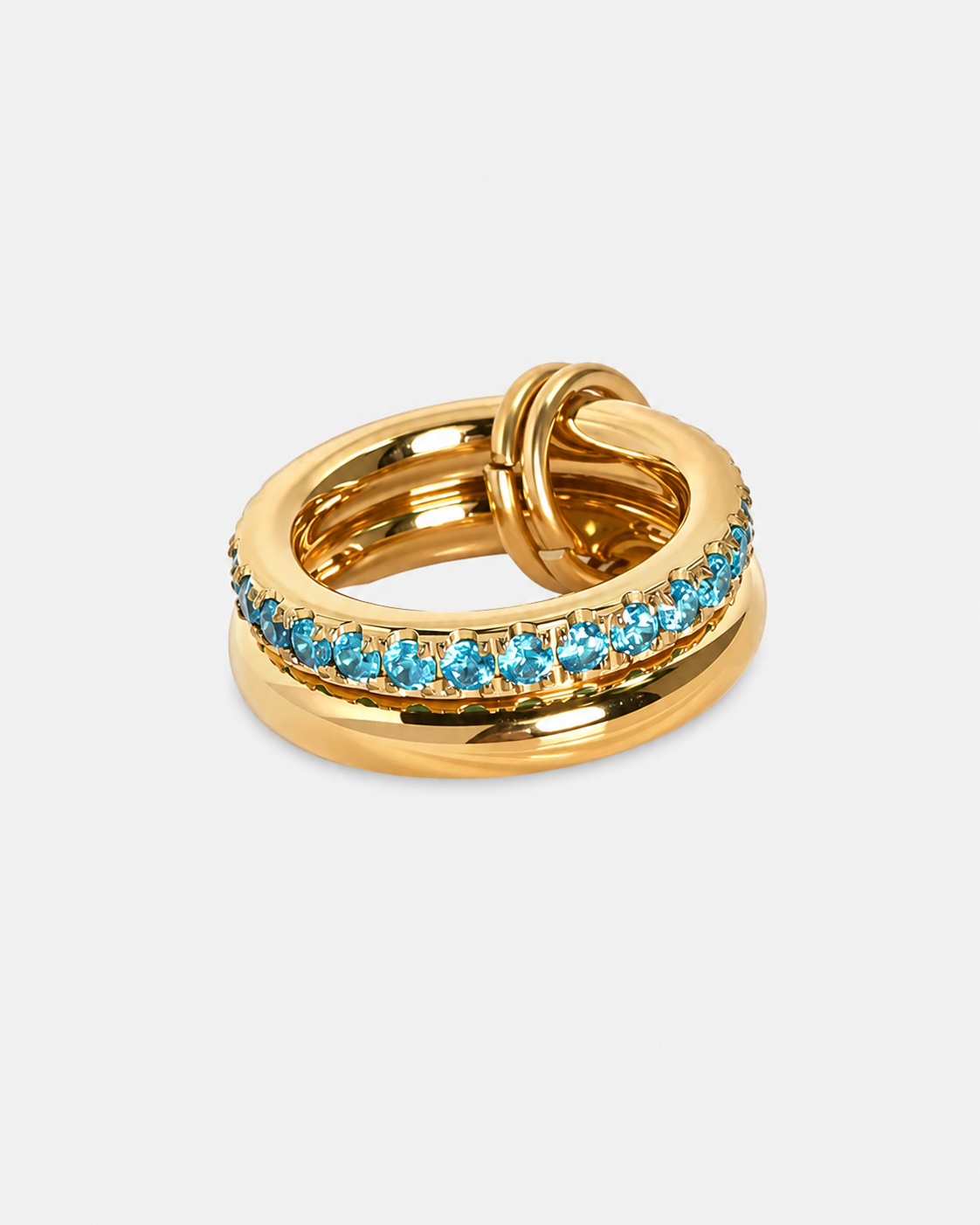 Blauer Ozean Doppel Layer Ring - Gold