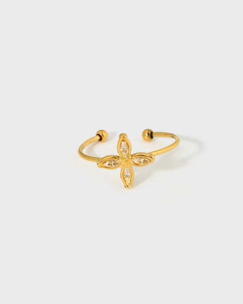 Klee Ring - gelber Stein