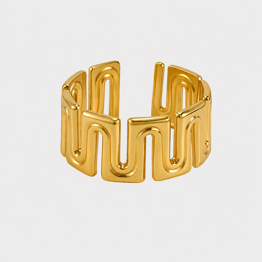 Golden Wave Statement Ring