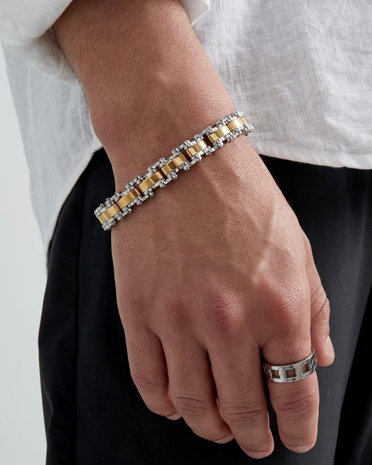Massiv Armband Herren - Gold & Silber