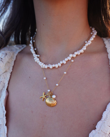 Süßwasserperlen Kette unregelmäßig - Gold