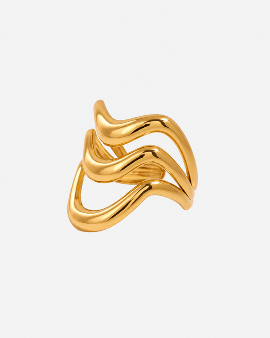 Wave Statement Ring Gold