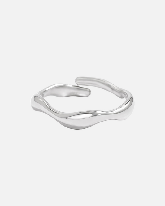 Wellen ring, Größen verstellbar - Silber