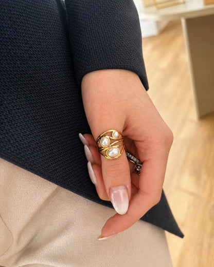 Goldener Chunky Pearl Ring