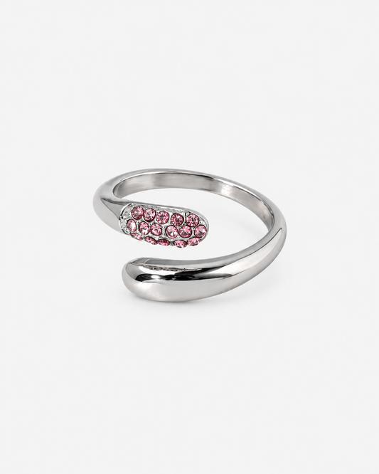 Pavé Crystal Ring Silber rosa