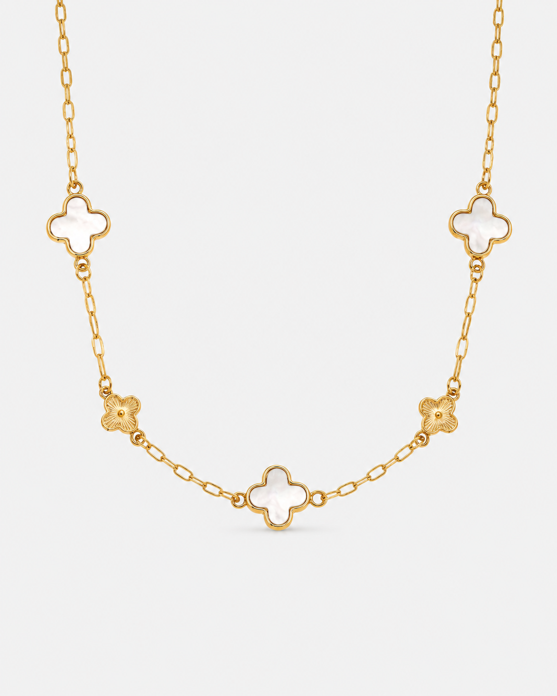 Goldene Clover Bloom Halskette – Edelstahl 18K Vergoldet