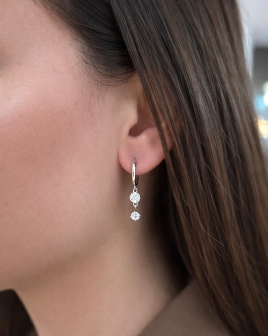 Duo Drop Ohrringe Silber